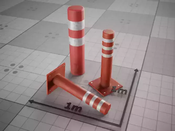 Road Signal Pole Game 3D model Low-poly 