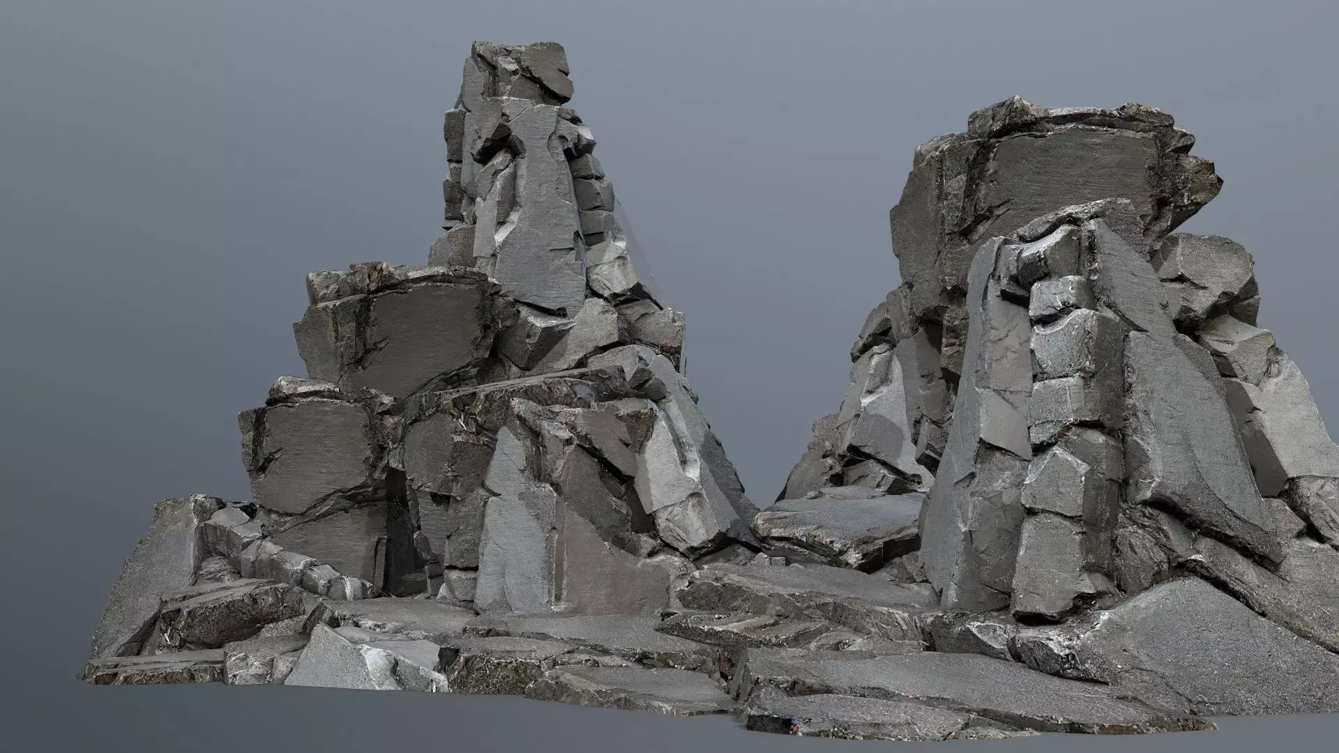 cliff rocks   Low-poly 3D model_0