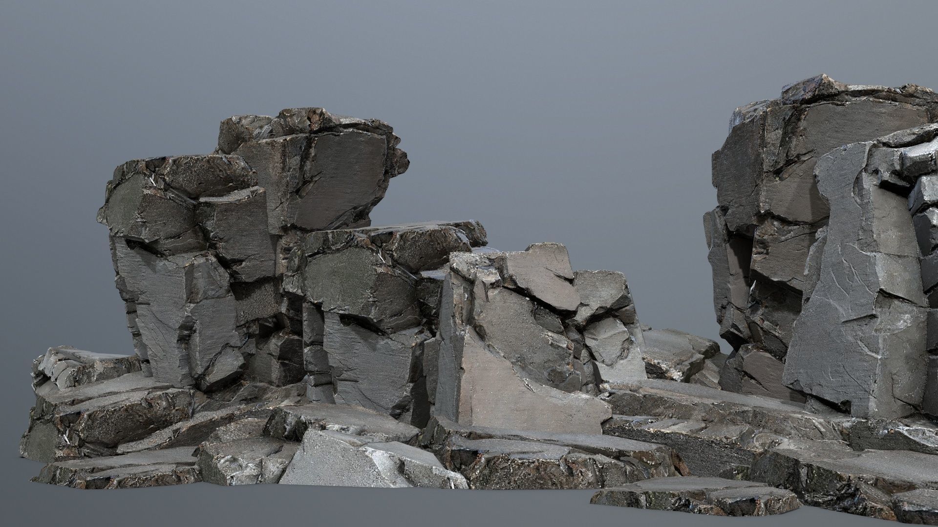 cliff rocks   Low-poly 3D model_1