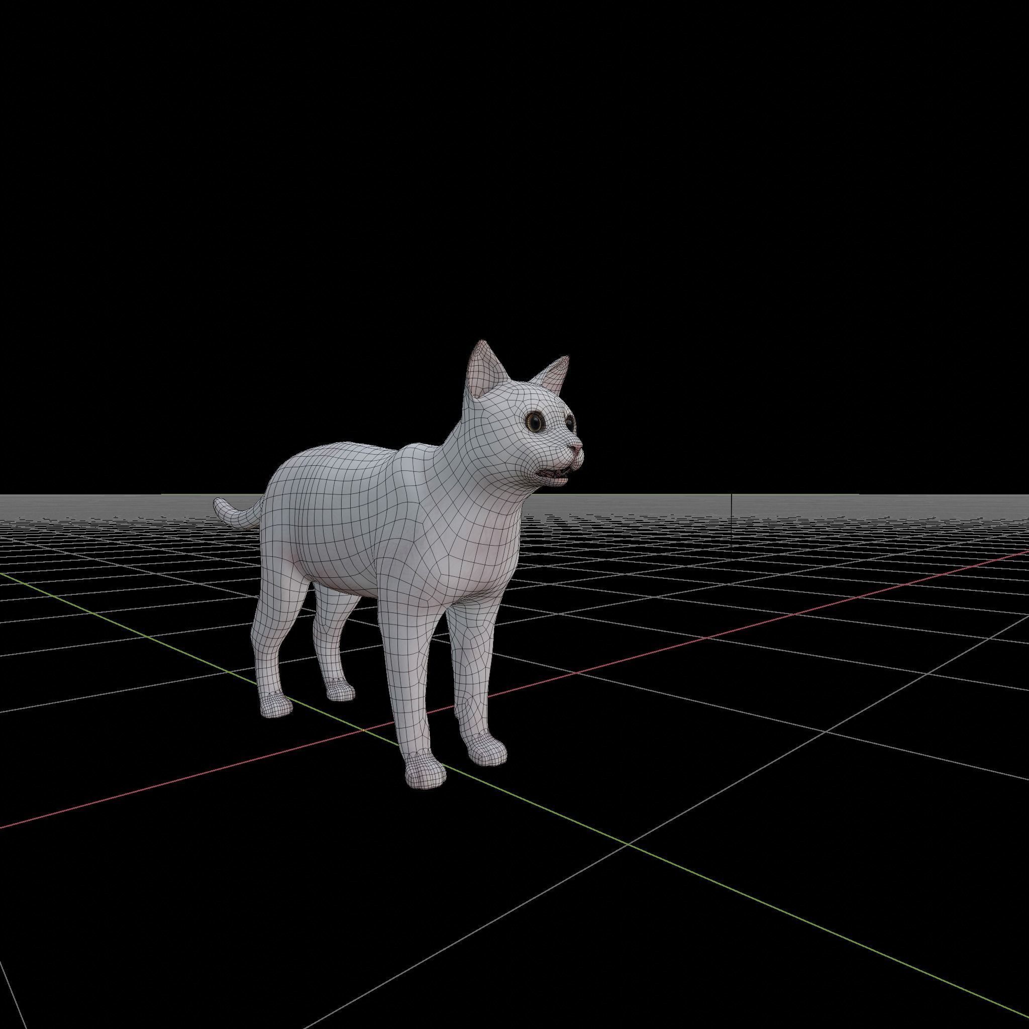 Khao Manee White Cat Low-poly 3D model_3