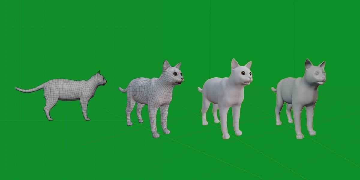 Khao Manee White Cat Low-poly 3D model_6