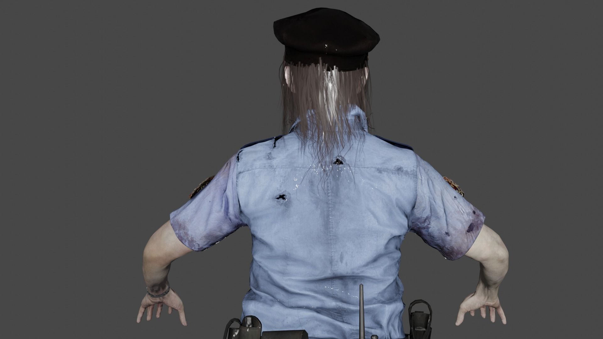 Zombie Policewoman 3D model_5