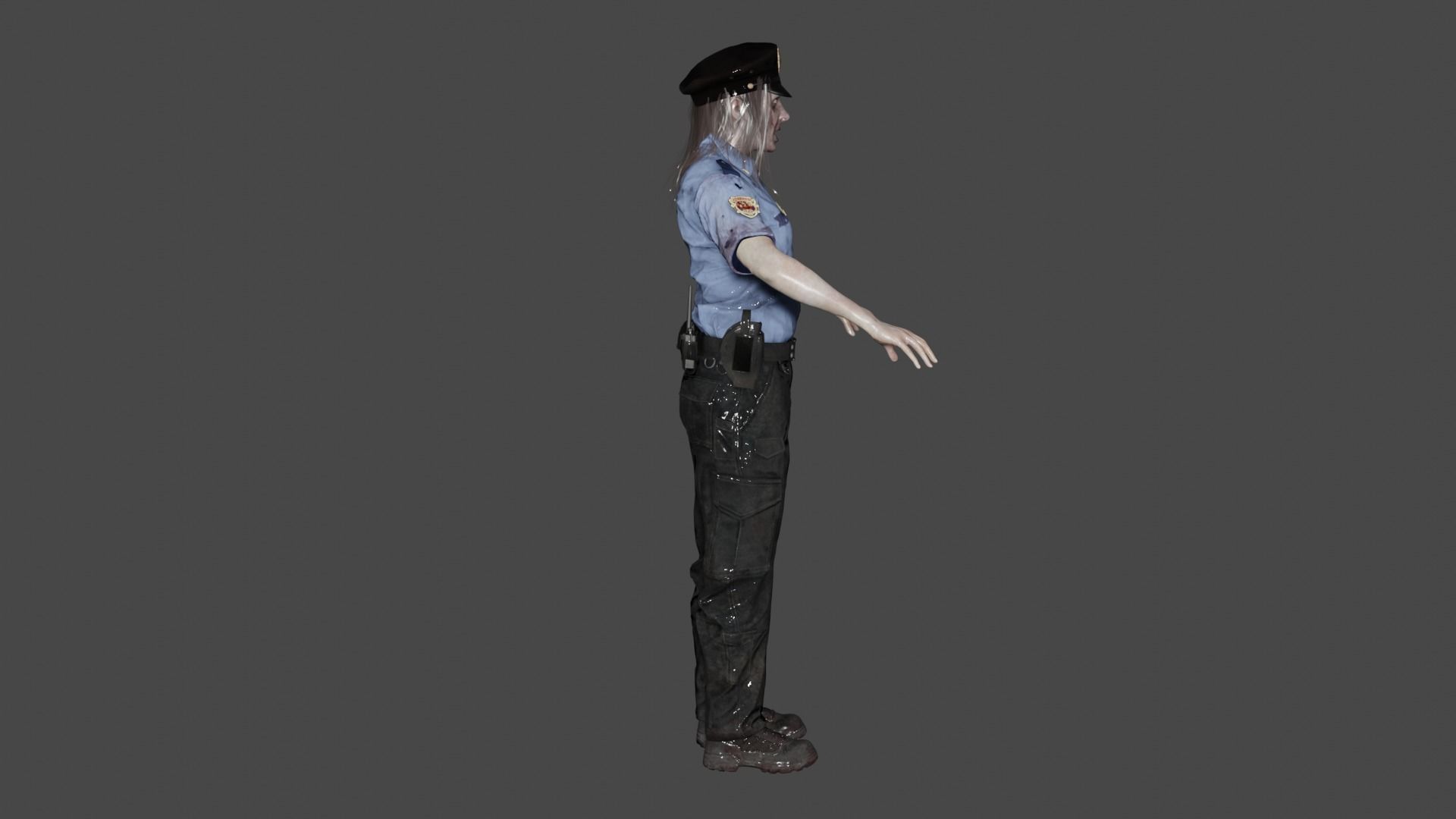 Zombie Policewoman 3D model_3