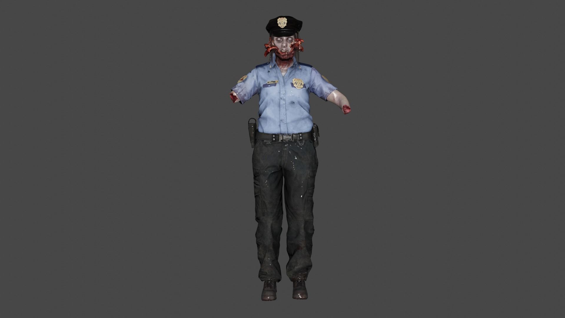 Zombie Policewoman 3D model_1