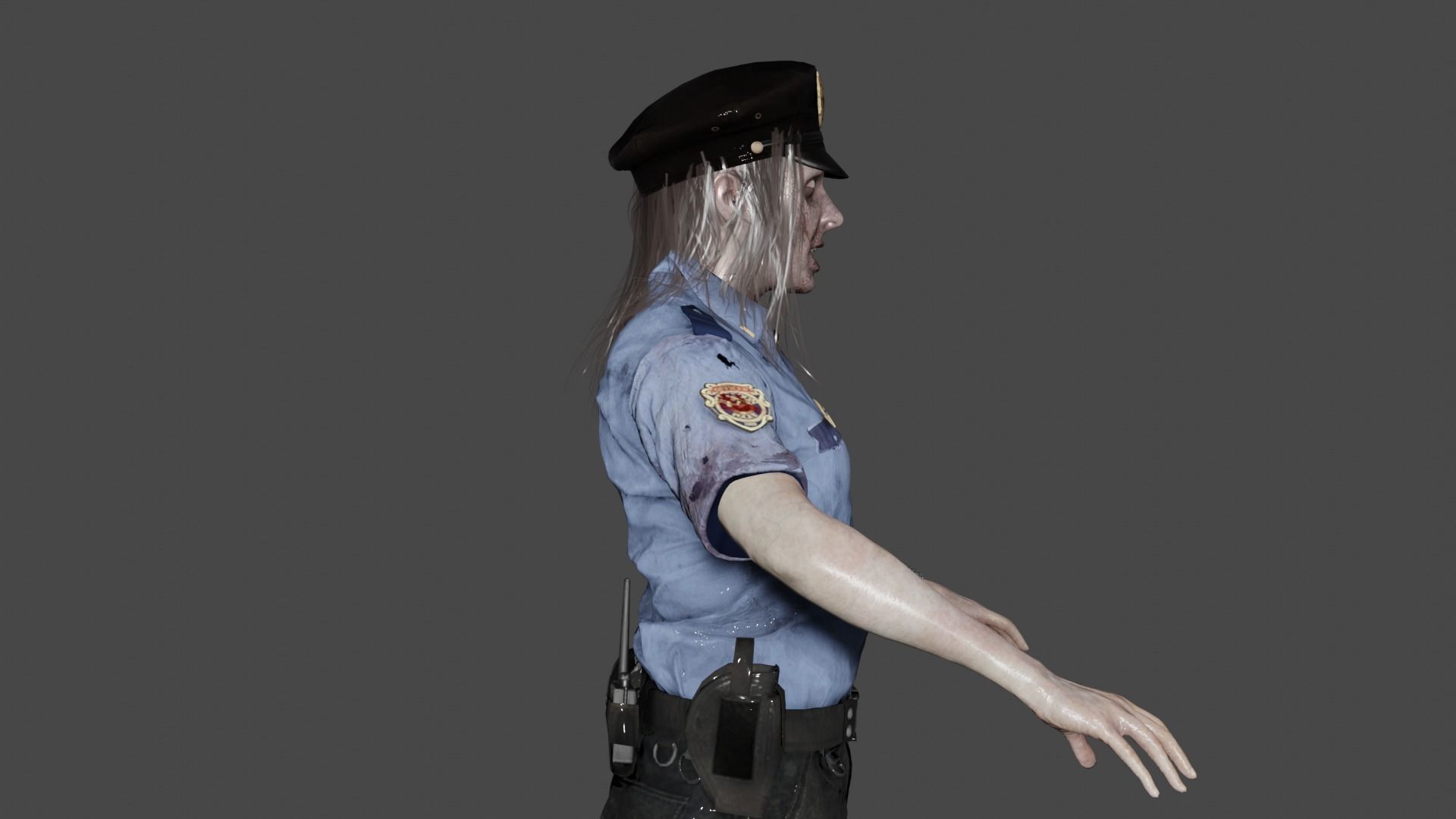Zombie Policewoman 3D model_6