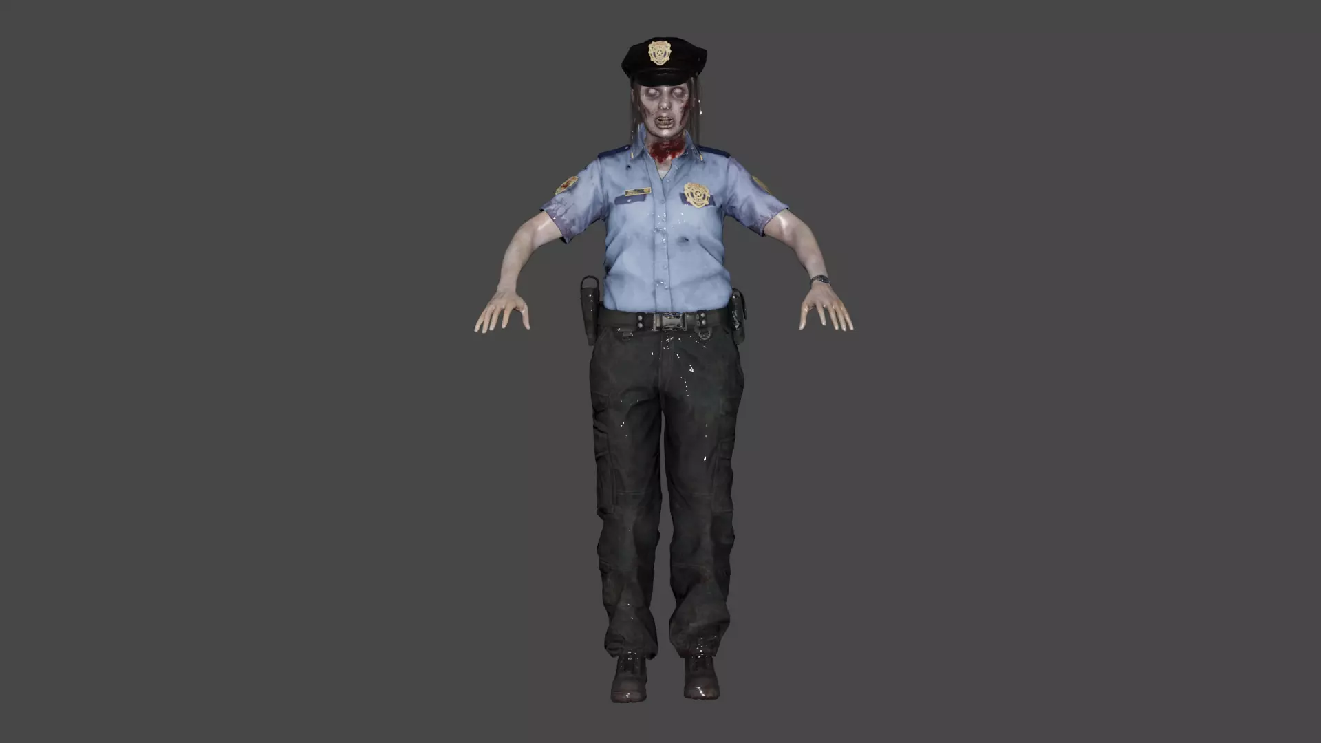 Zombie Policewoman 3D model_0