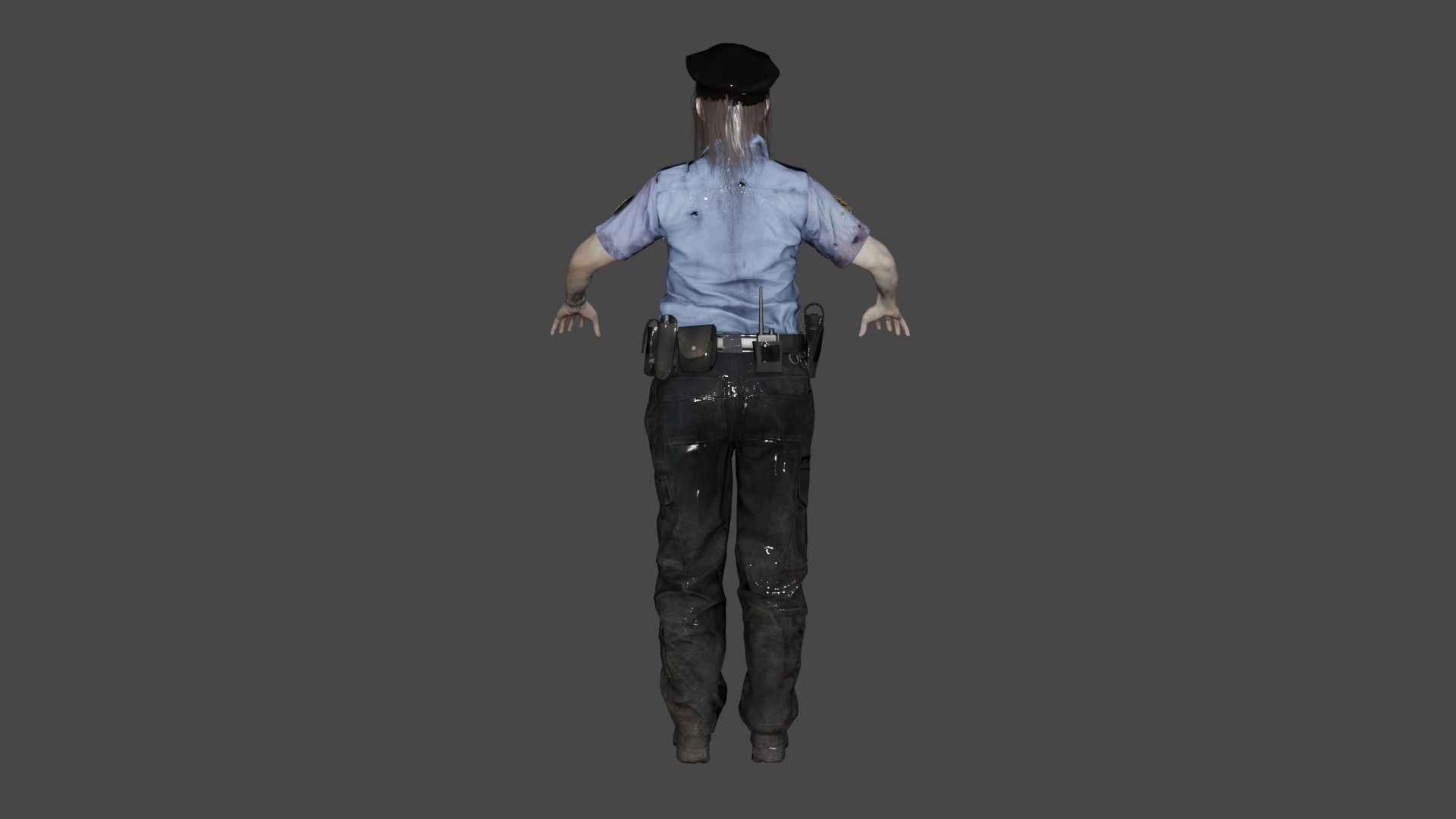 Zombie Policewoman 3D model_4