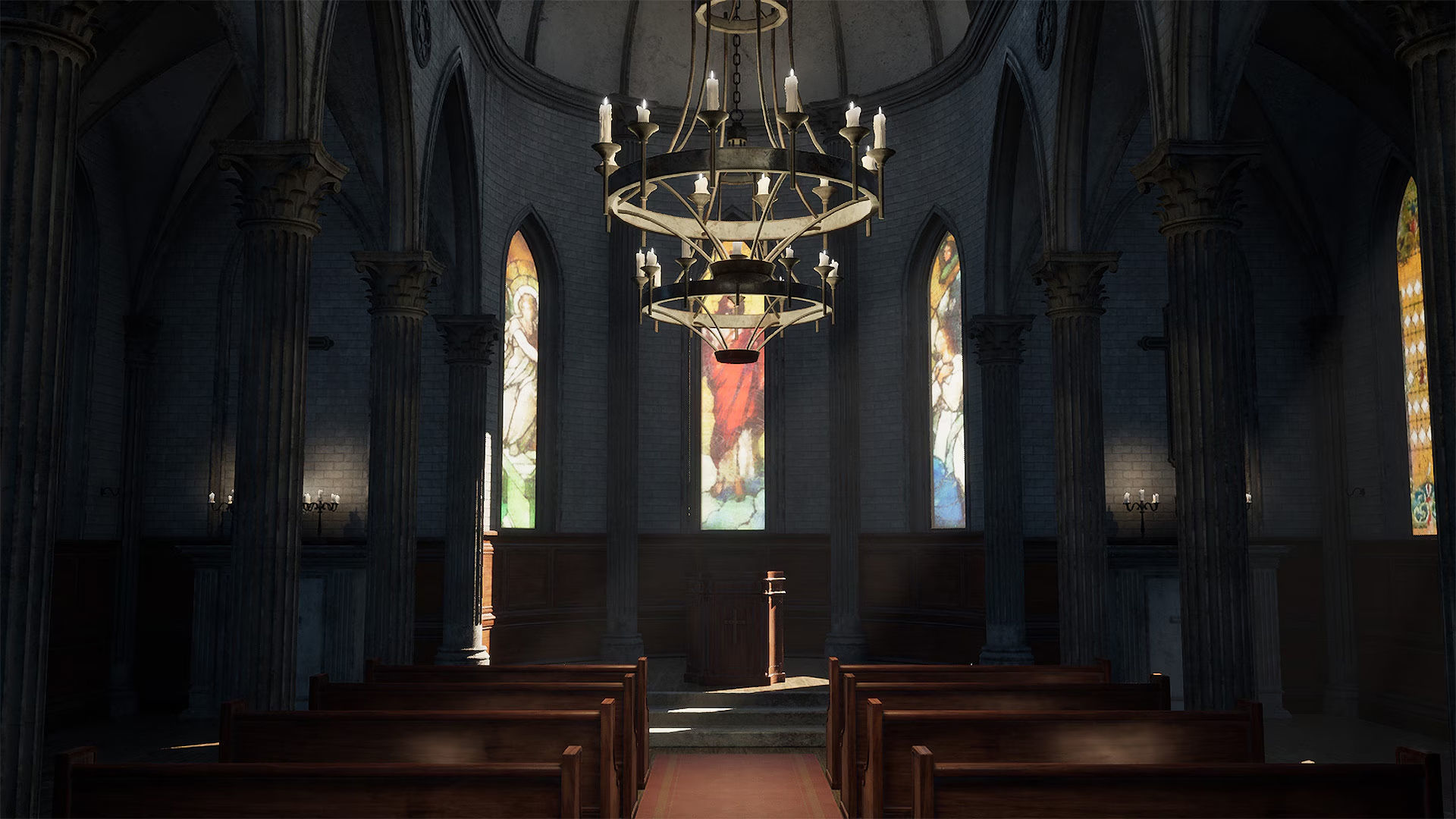 Church Interior Low-poly 3D model_4