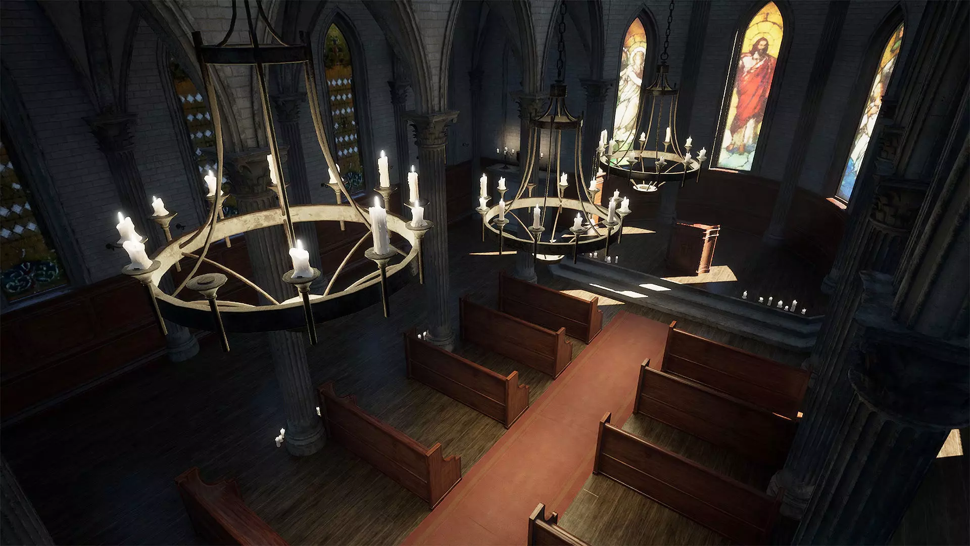 Church Interior Low-poly 3D model_0