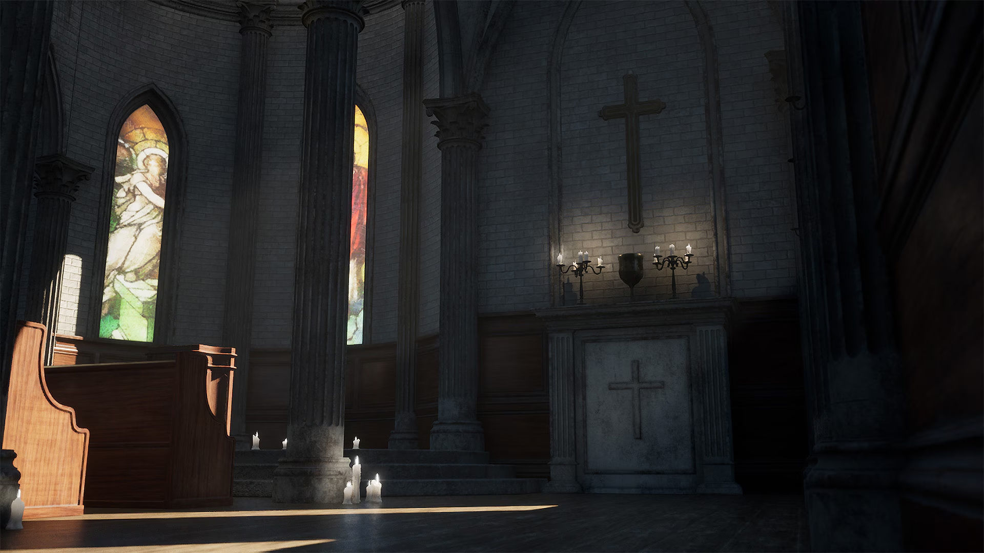 Church Interior Low-poly 3D model_2