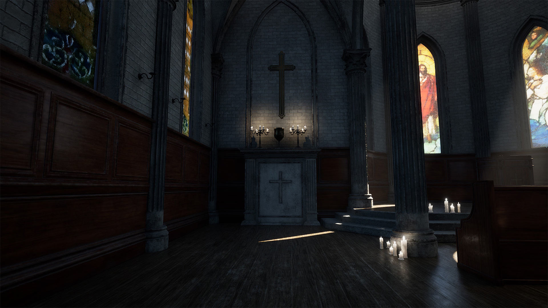 Church Interior Low-poly 3D model_1