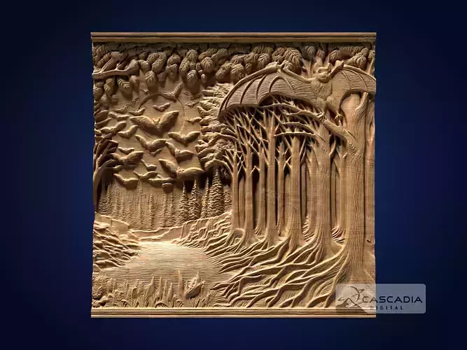 Bat Moon - CNC Router Carving Casting animal wildlife