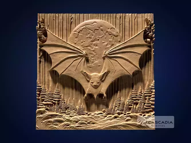 Bat Moon - CNC Router Carving Casting animal wildlife