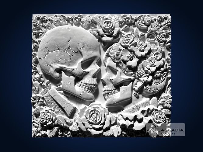 Skull Lovers CNC Router Carving Casting Bas Relief skeleton 3D print model