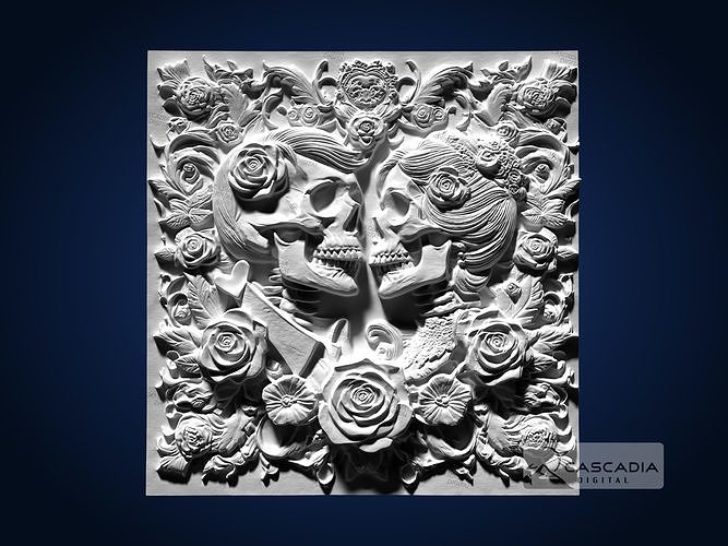 Skull Lovers CNC Router Carving Casting Bas Relief skeleton 3D print model