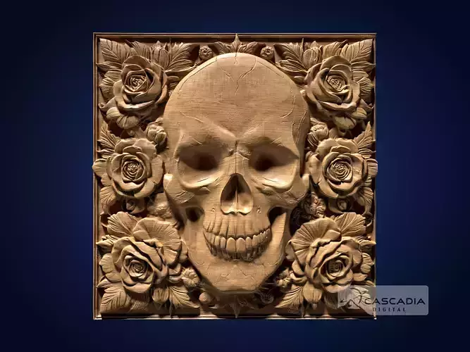 Skull Flowers - CNC Router Carving Casting skeleton