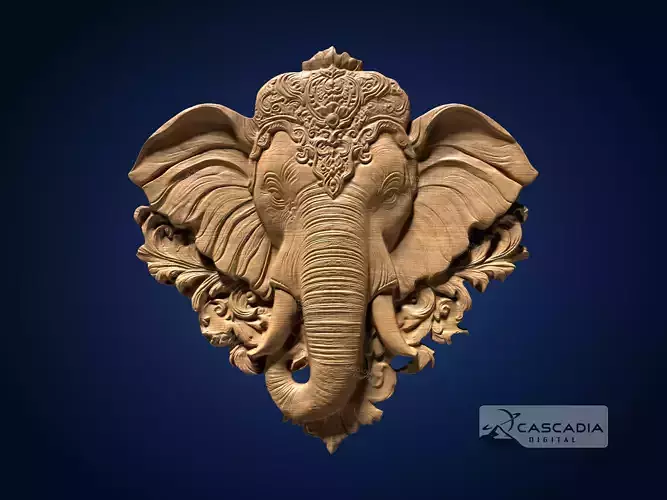 Elephant Head Decor - CNC Router Carving Casting animal