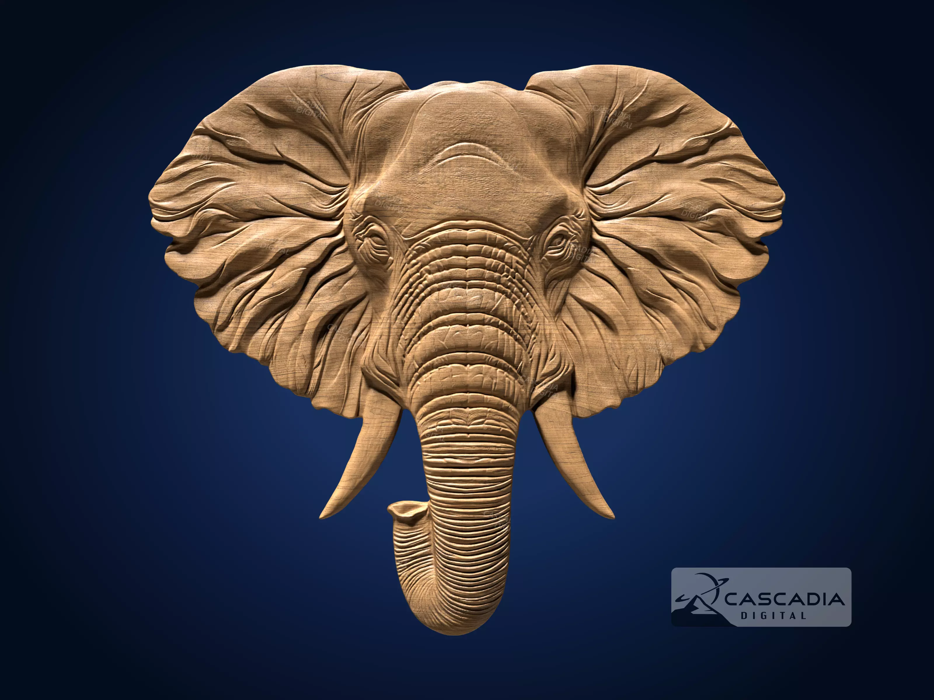 Elephant Head - CNC Router Carving Casting animal 3D print model_0