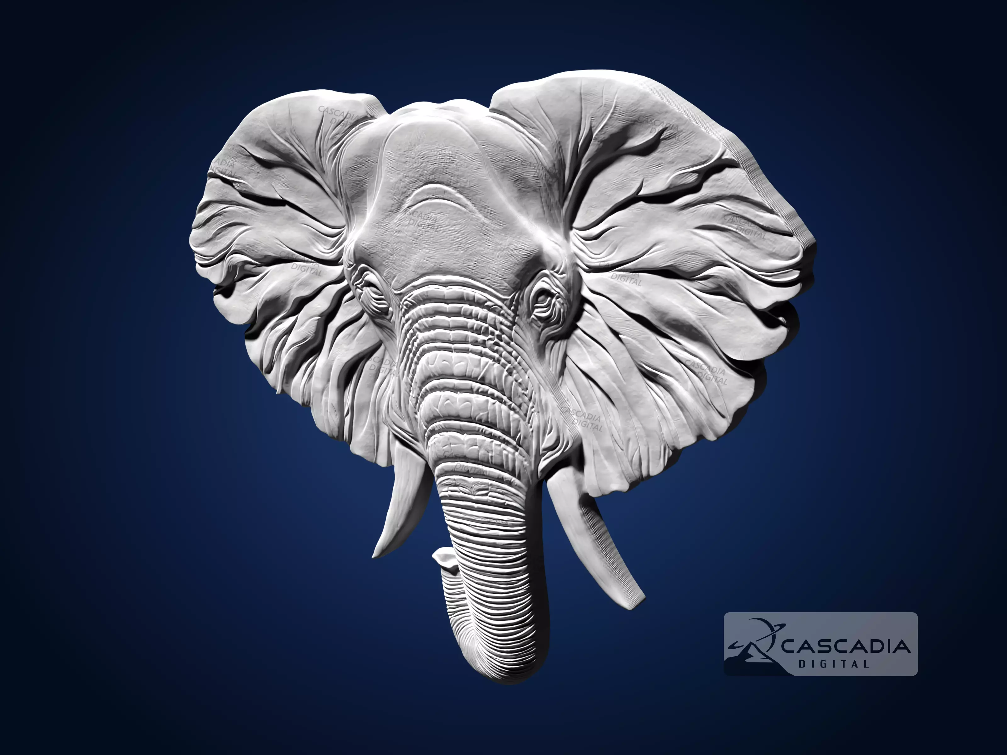 Elephant Head - CNC Router Carving Casting animal 3D print model_4