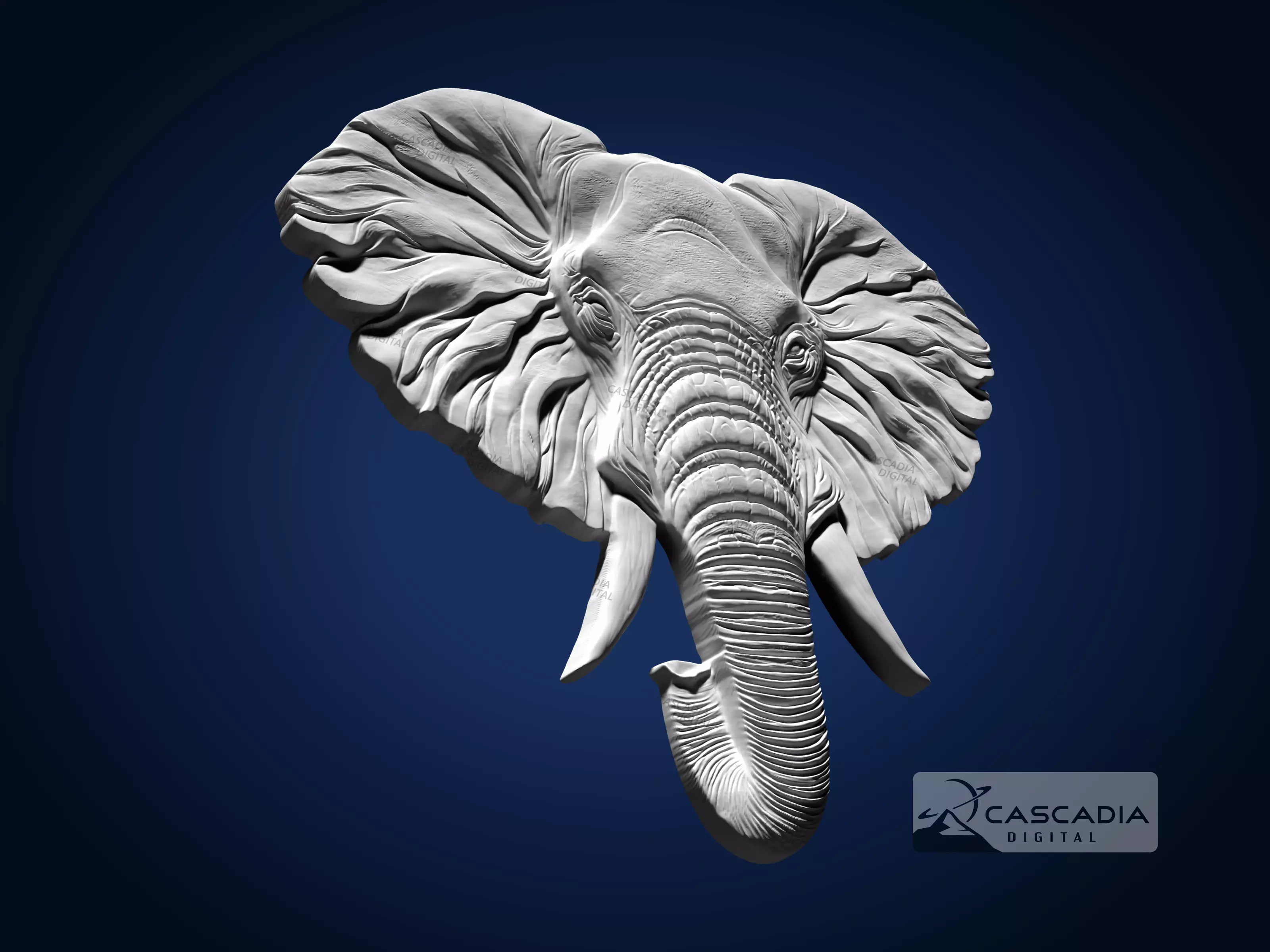 Elephant Head - CNC Router Carving Casting animal 3D print model_3
