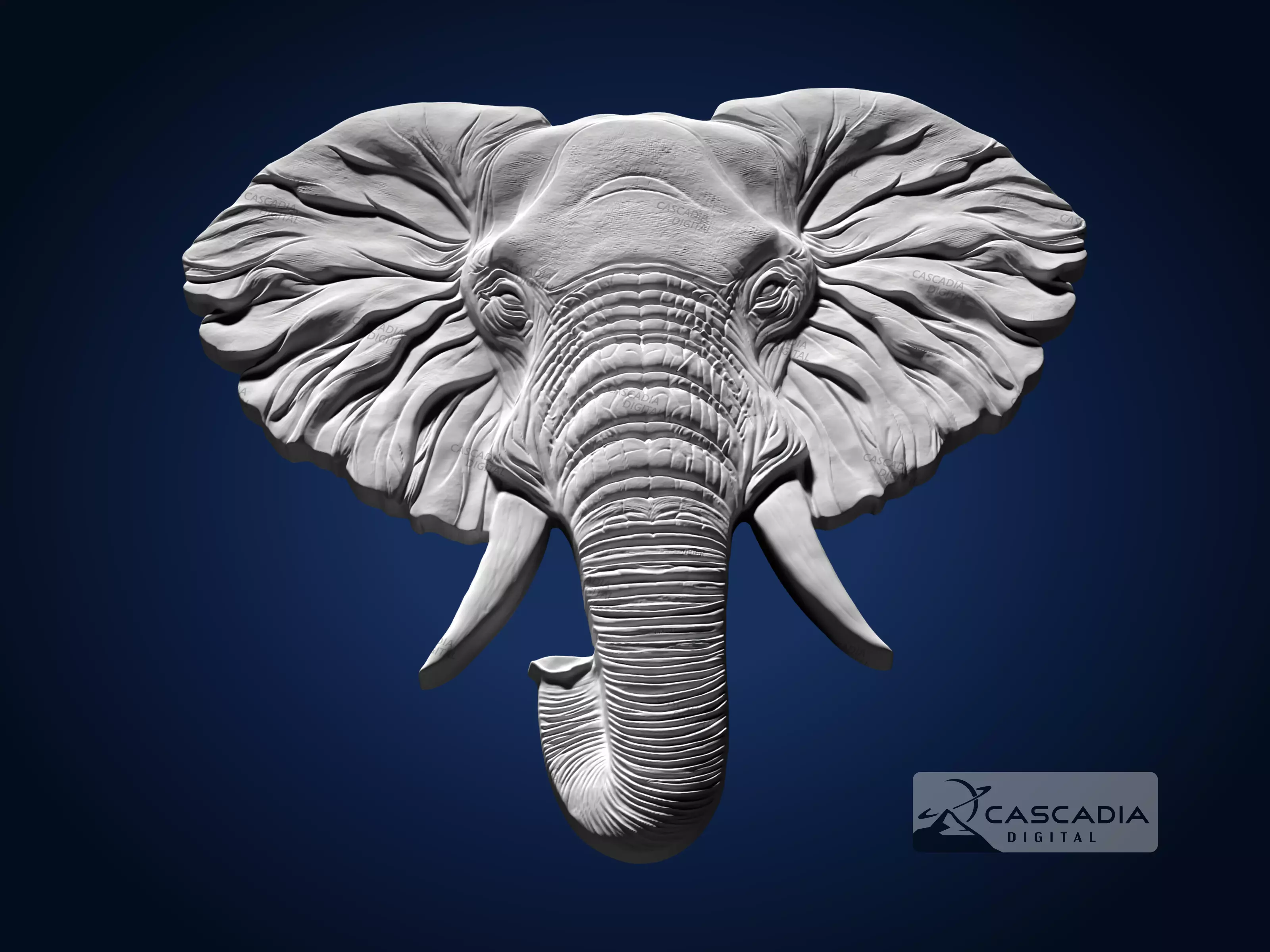 Elephant Head - CNC Router Carving Casting animal 3D print model_2