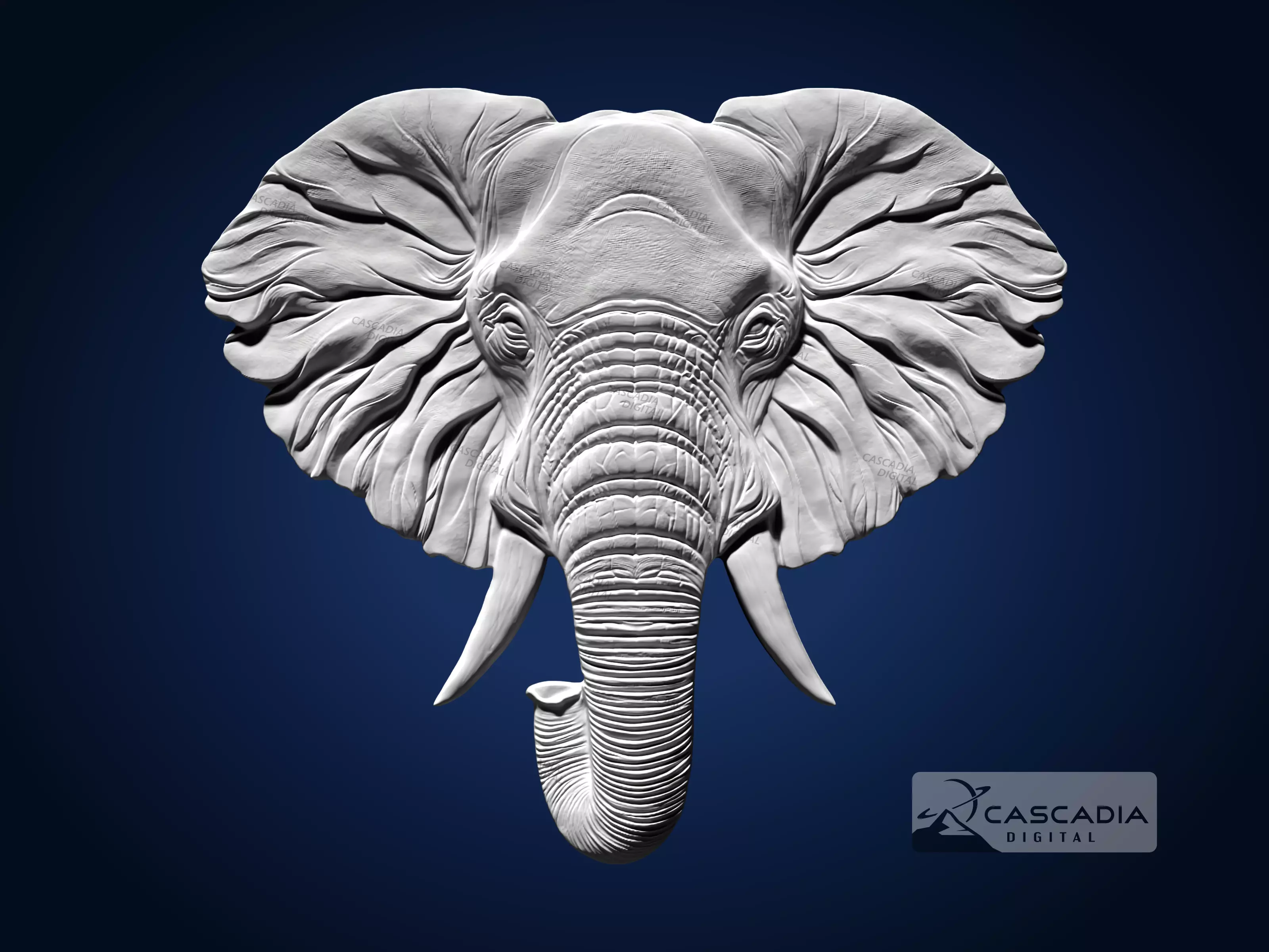 Elephant Head - CNC Router Carving Casting animal 3D print model_1