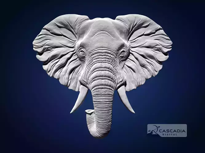Elephant Head CNC Router Carving Casting Bas Relief animal 3D print model