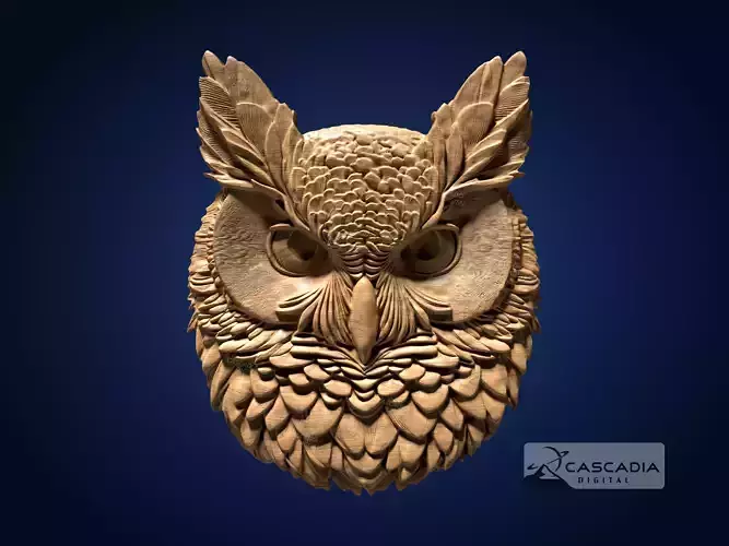 Horned Owl - CNC Router Carving Casting animal bird