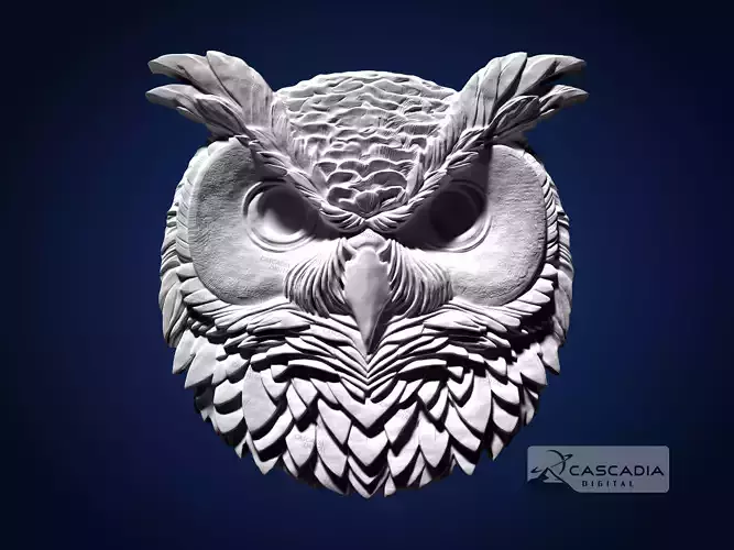 Horned Owl CNC Router Carving Casting Bas Relief animal bird 3D print model