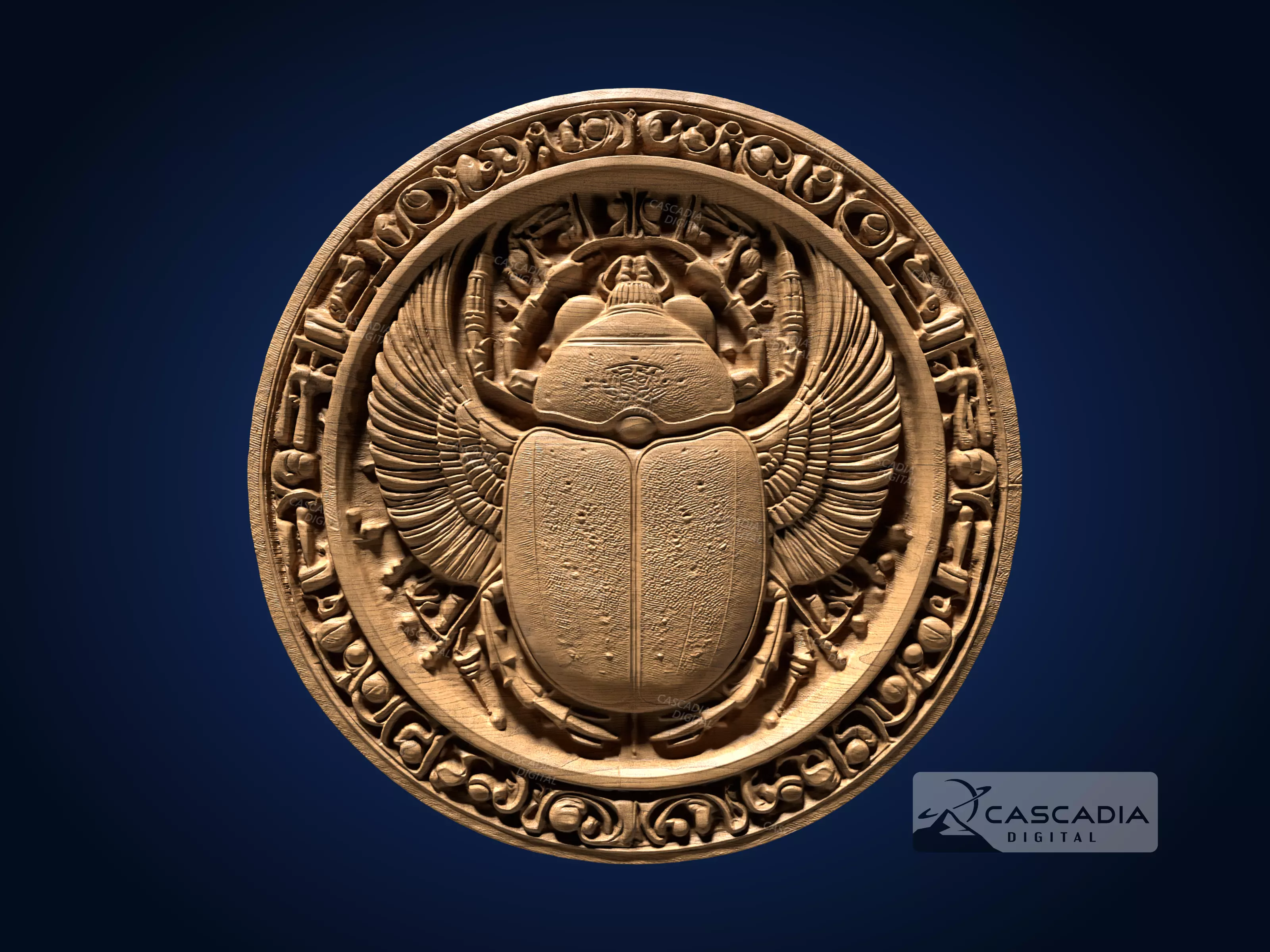 Scarab Egyptian Round - CNC Router Carving Casting coin 3D print model_0