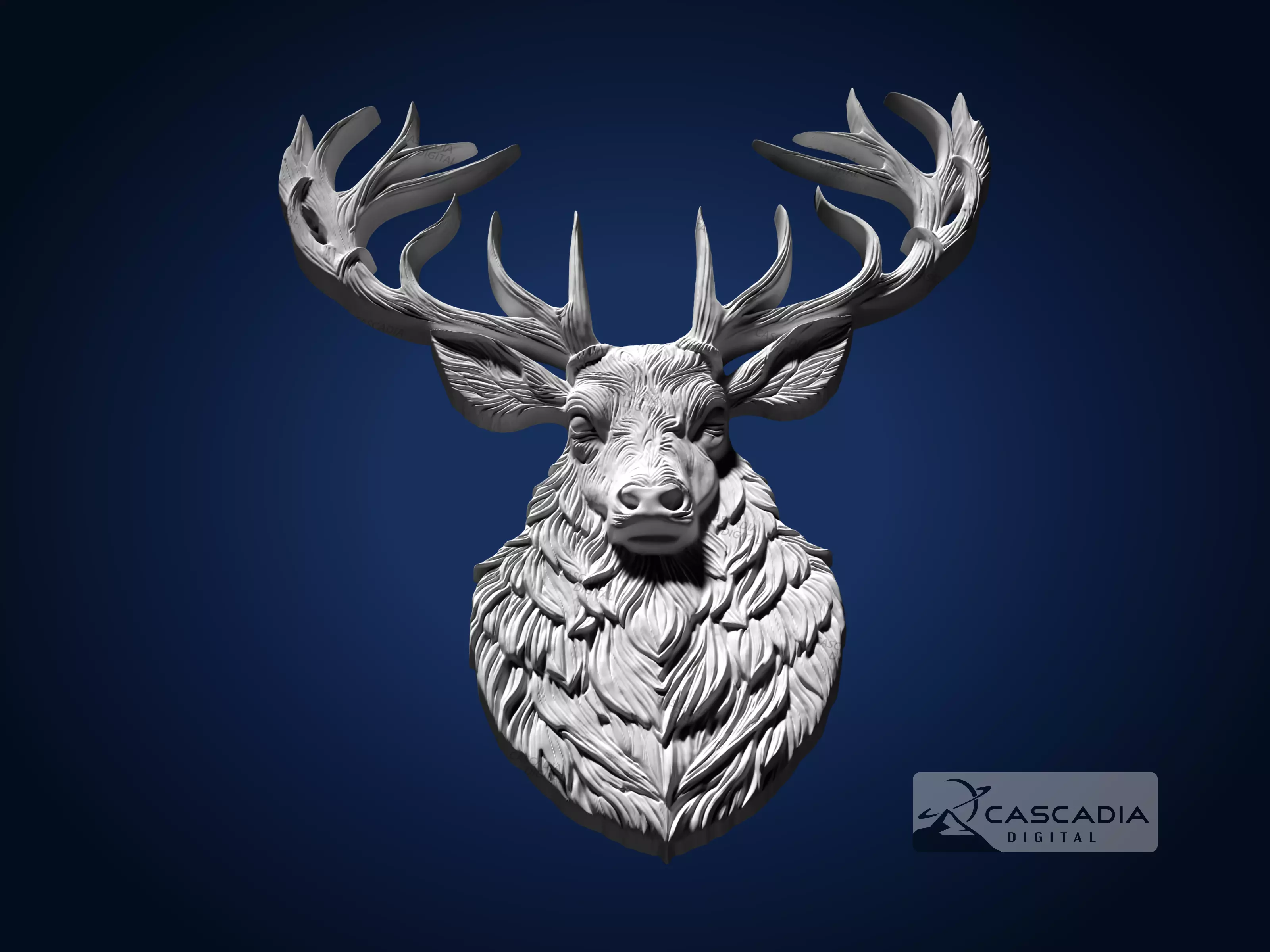 Deer Head - CNC Router Carving Casting animal wildlife 3D print model_2