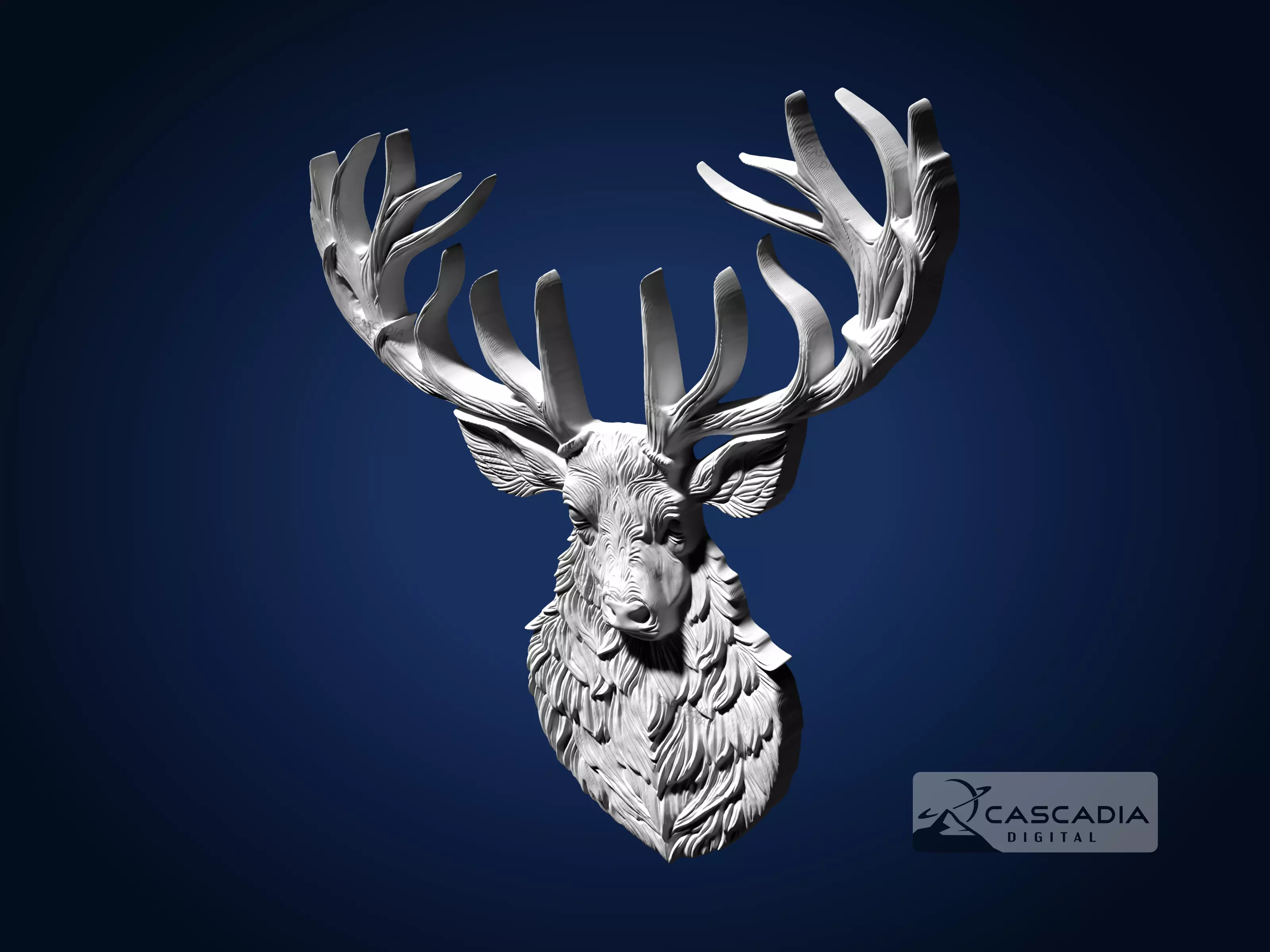 Deer Head - CNC Router Carving Casting animal wildlife 3D print model_4