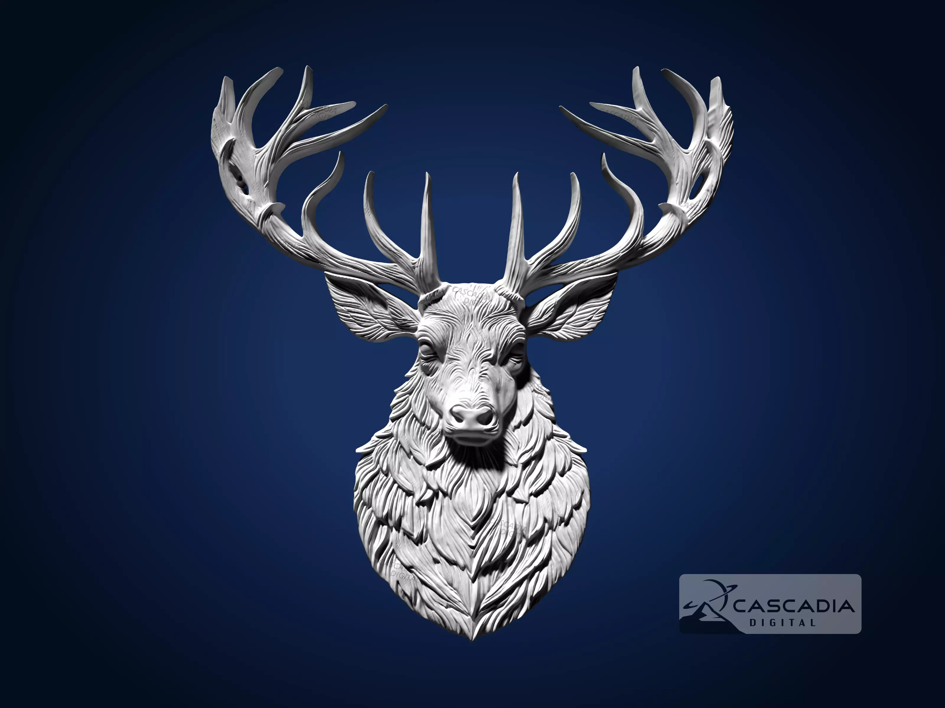 Deer Head - CNC Router Carving Casting animal wildlife 3D print model_1
