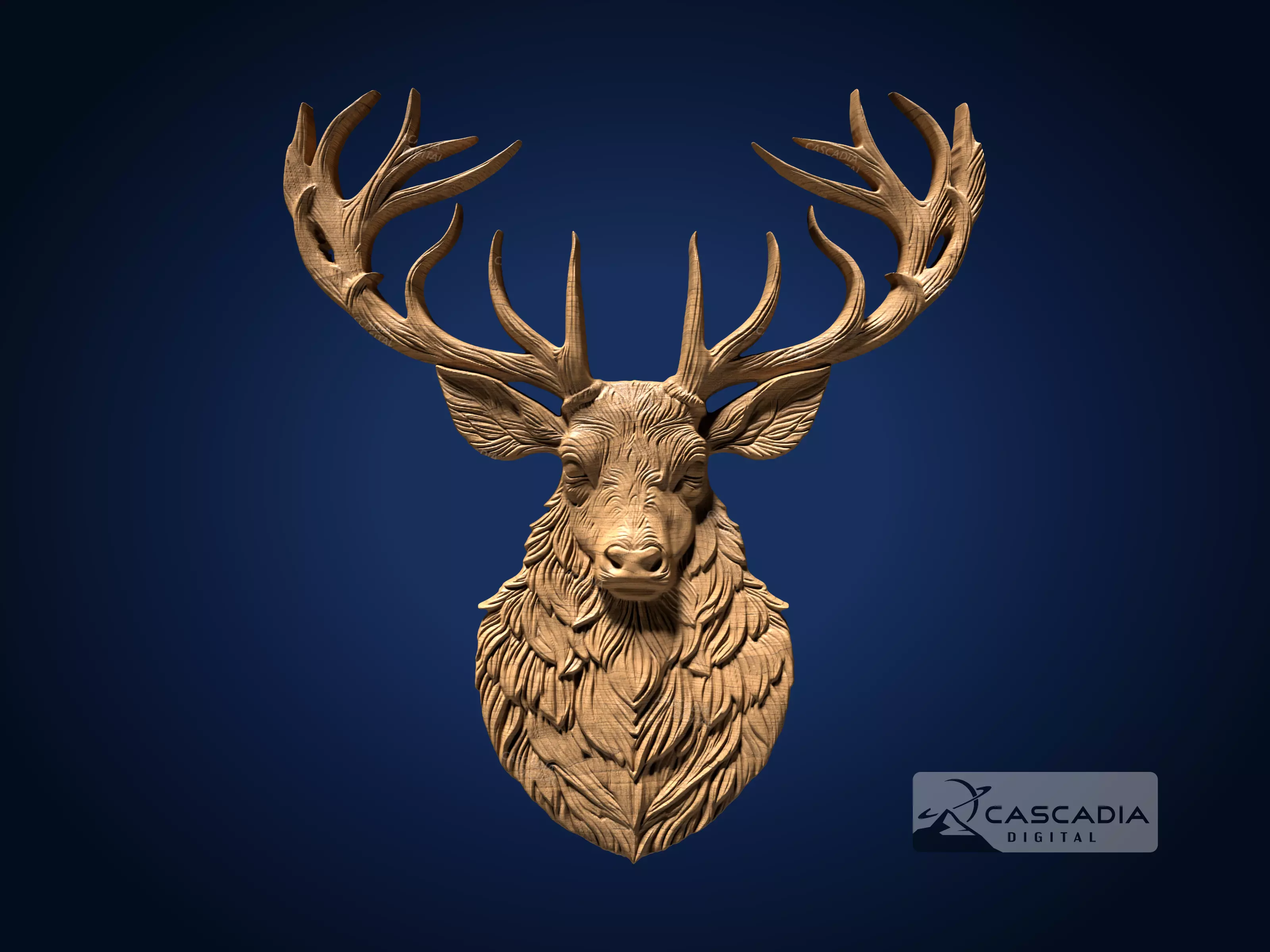Deer Head - CNC Router Carving Casting animal wildlife 3D print model_0