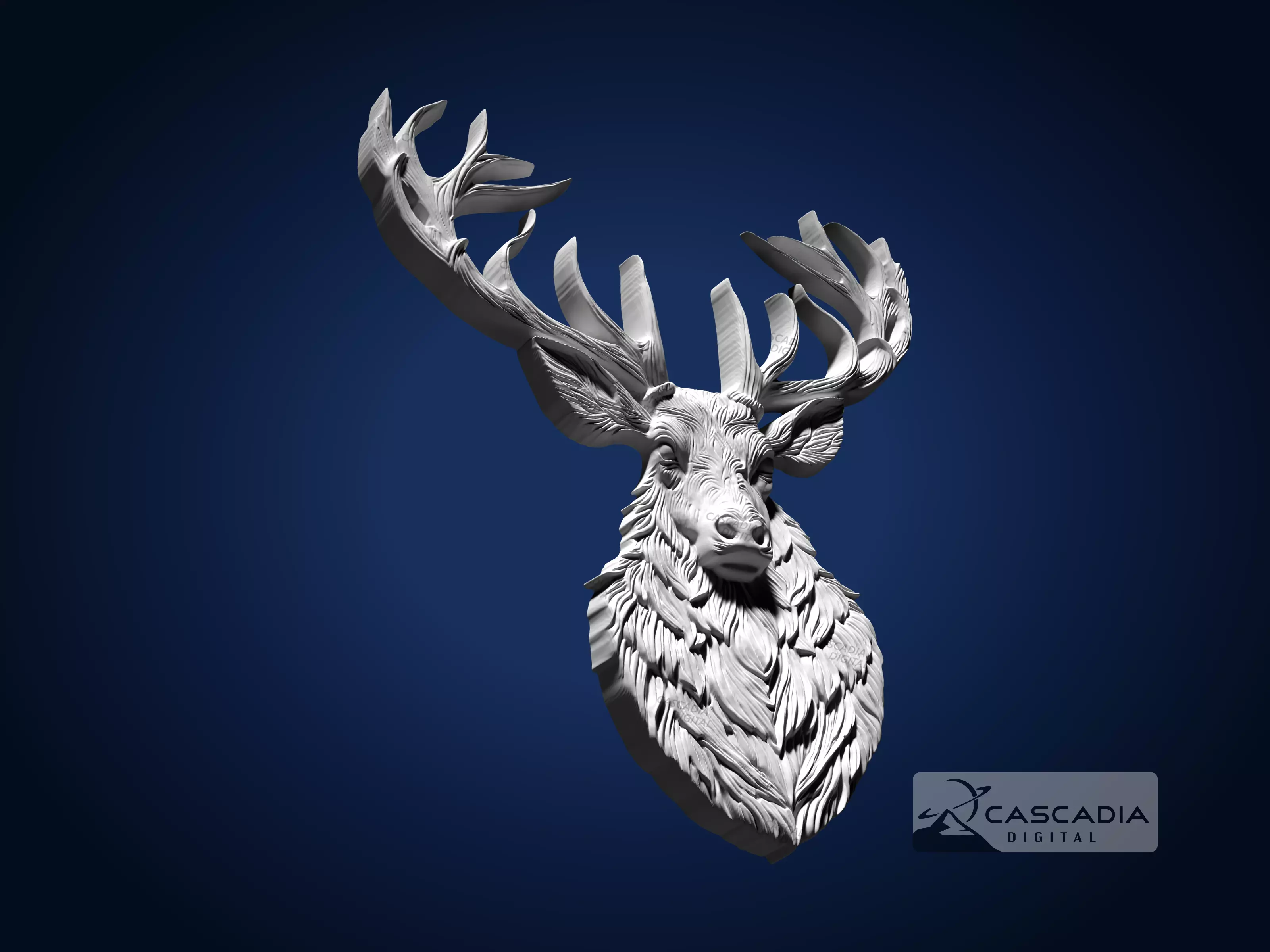 Deer Head - CNC Router Carving Casting animal wildlife 3D print model_3