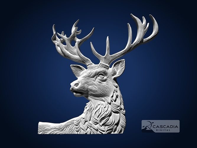 Deer Head CNC Router Carving Casting Bas Relief animal wildlife 3D print model