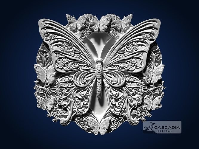 Butterfly Flowers CNC Router Carving Casting Bas Relief insect 3D print model