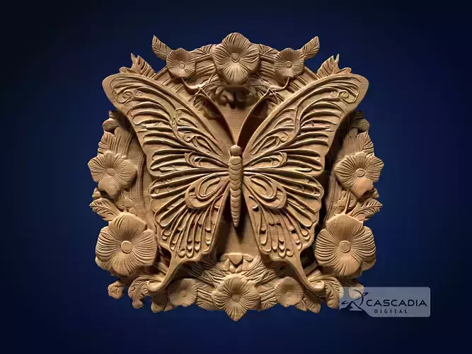 Butterfly Flowers - CNC Router Carving Casting insect