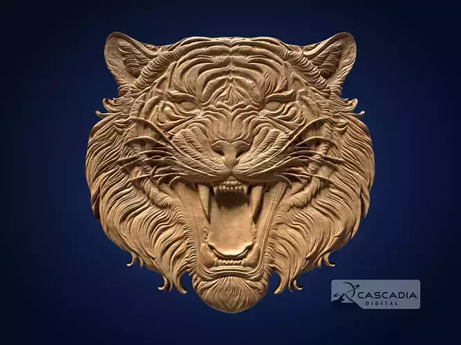Tiger Head - CNC Router Carving Casting animal wildlife