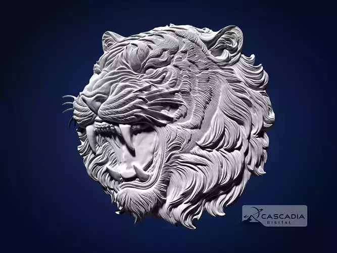 Tiger Head CNC Router Carving Casting Bas Relief animal wildlife 3D print model