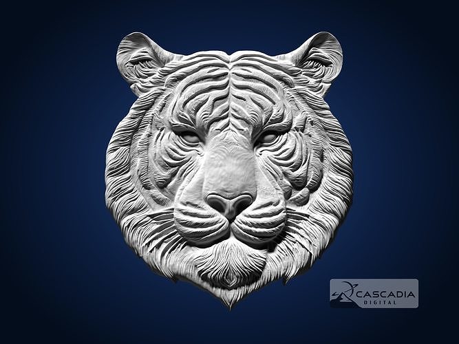 Tiger Head CNC Router Carving Casting Bas Relief animal wildlife 3D print model