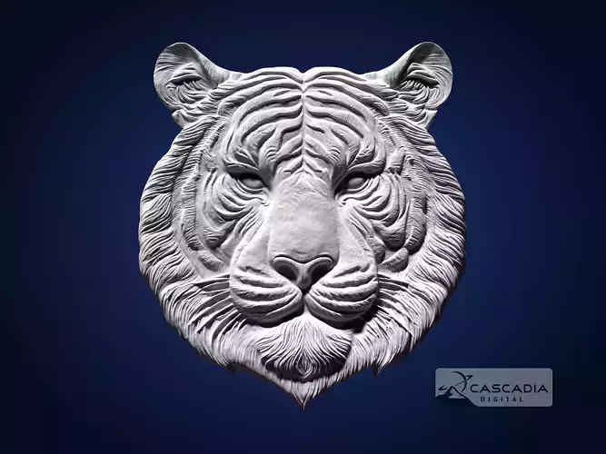 Tiger Head CNC Router Carving Casting Bas Relief animal wildlife 3D print model