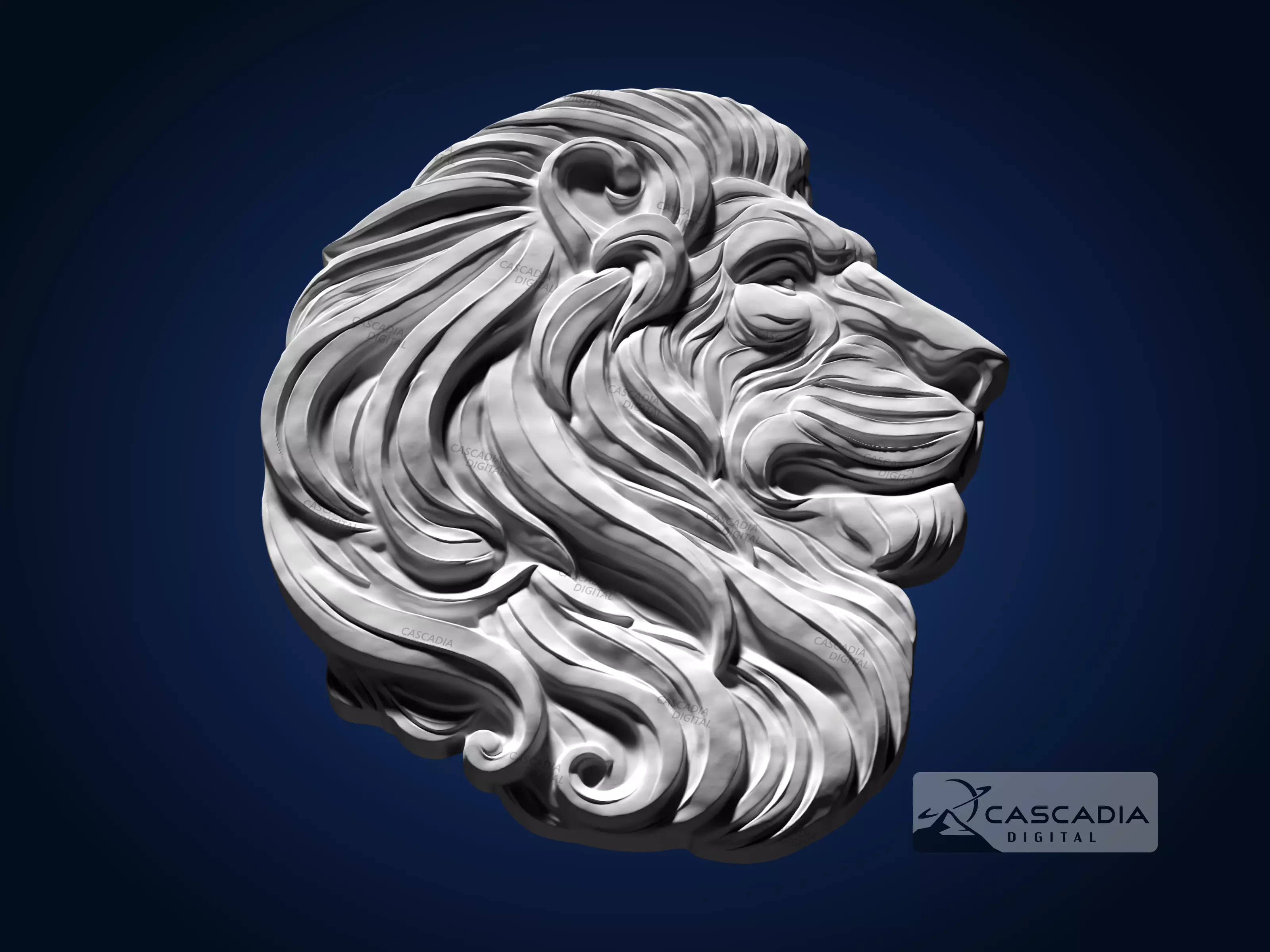 Lion Head - CNC Router Carving Casting animal wildlife 3D print model_2