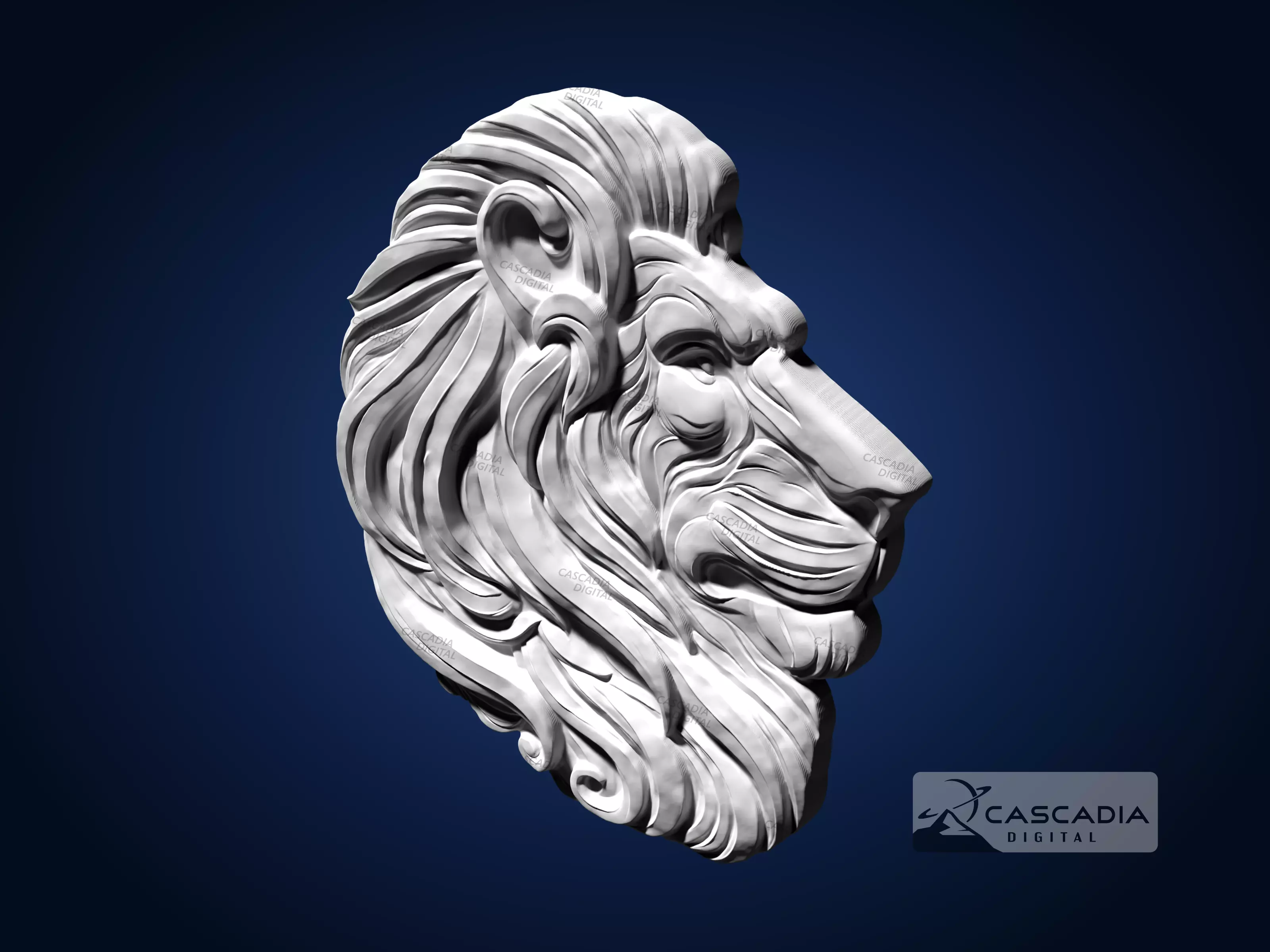 Lion Head - CNC Router Carving Casting animal wildlife 3D print model_4