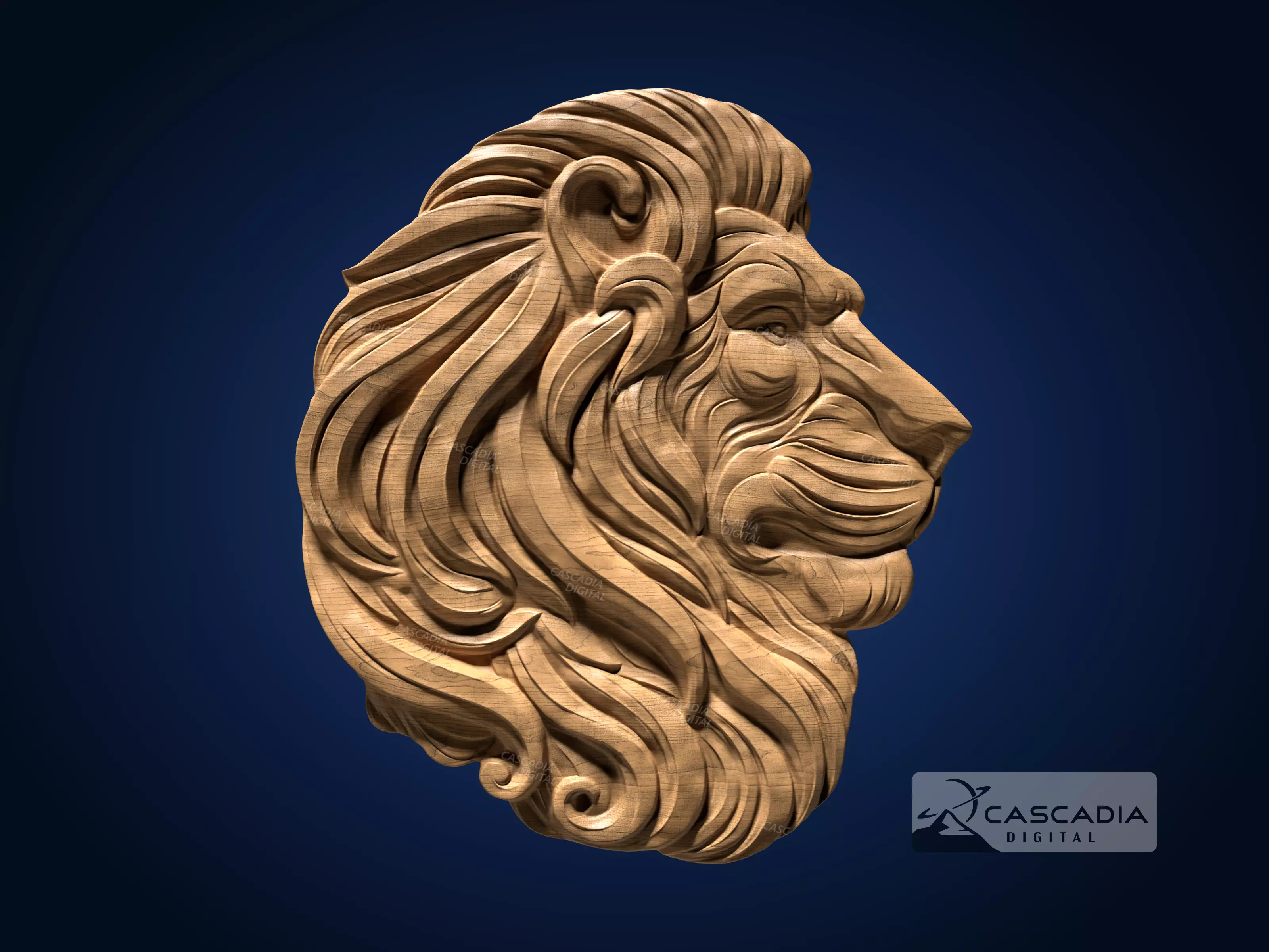 Lion Head - CNC Router Carving Casting animal wildlife 3D print model_0
