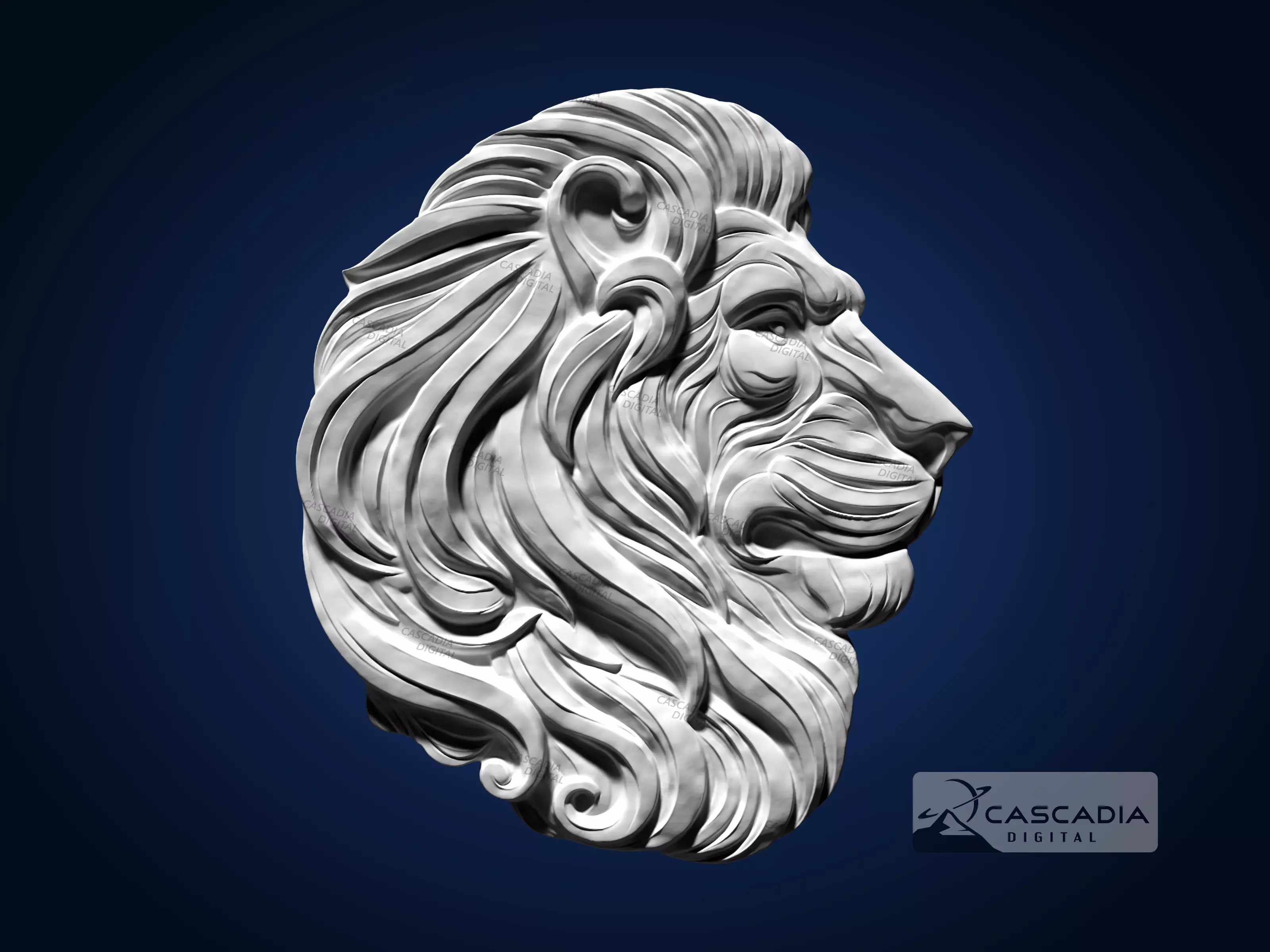 Lion Head - CNC Router Carving Casting animal wildlife 3D print model_1