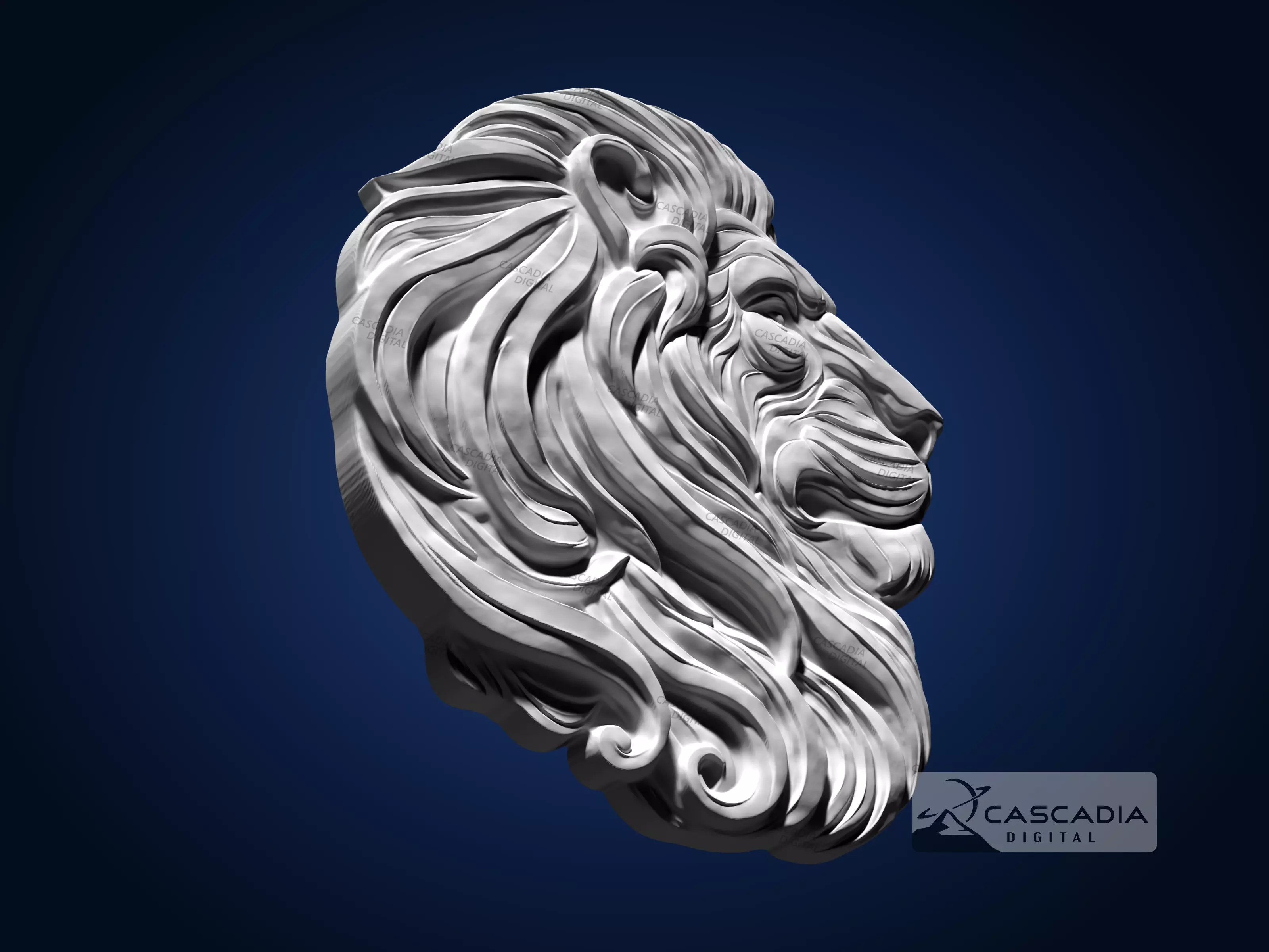 Lion Head - CNC Router Carving Casting animal wildlife 3D print model_3