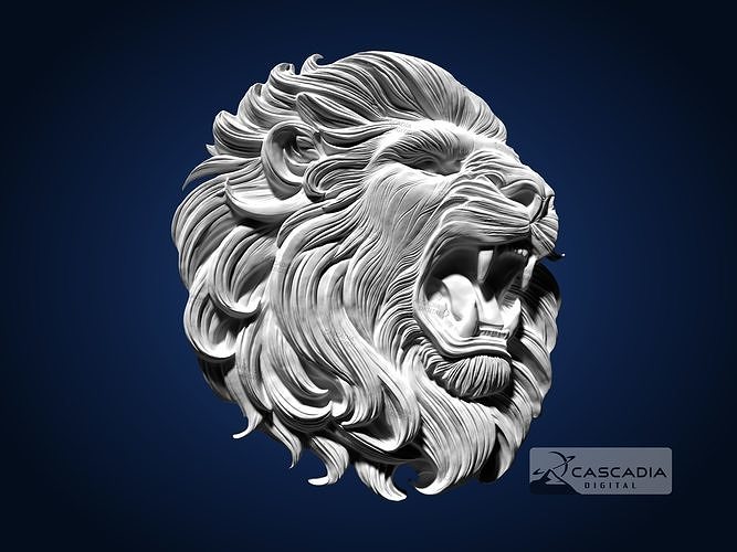 Lion Head CNC Router Carving Casting Bas Relief animal wildlife 3D print model
