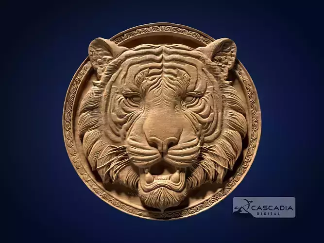 Tiger Head Round - CNC Router Carving Casting animal