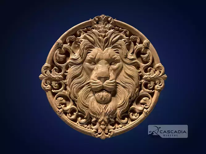 Lion Head Round - CNC Router Carving Casting animal